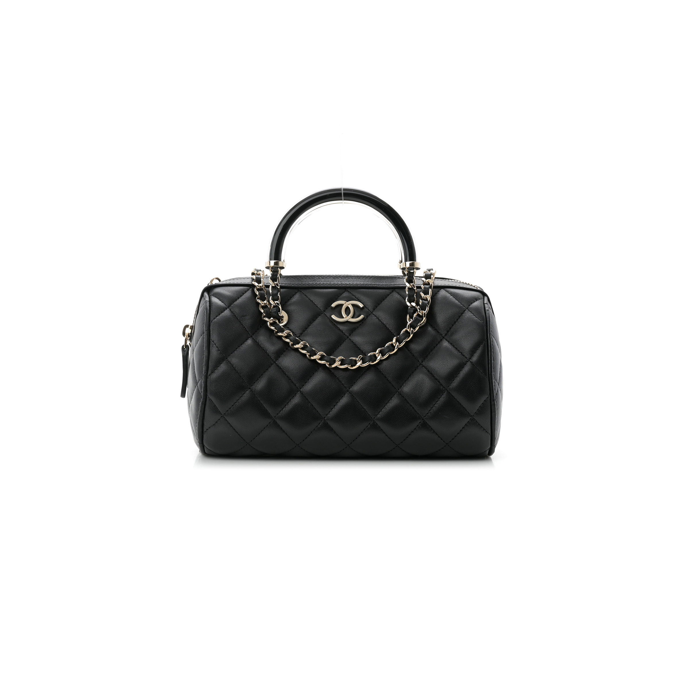 Ch*el master lambskin quilted mini bowling bag black (18*12*10cm)